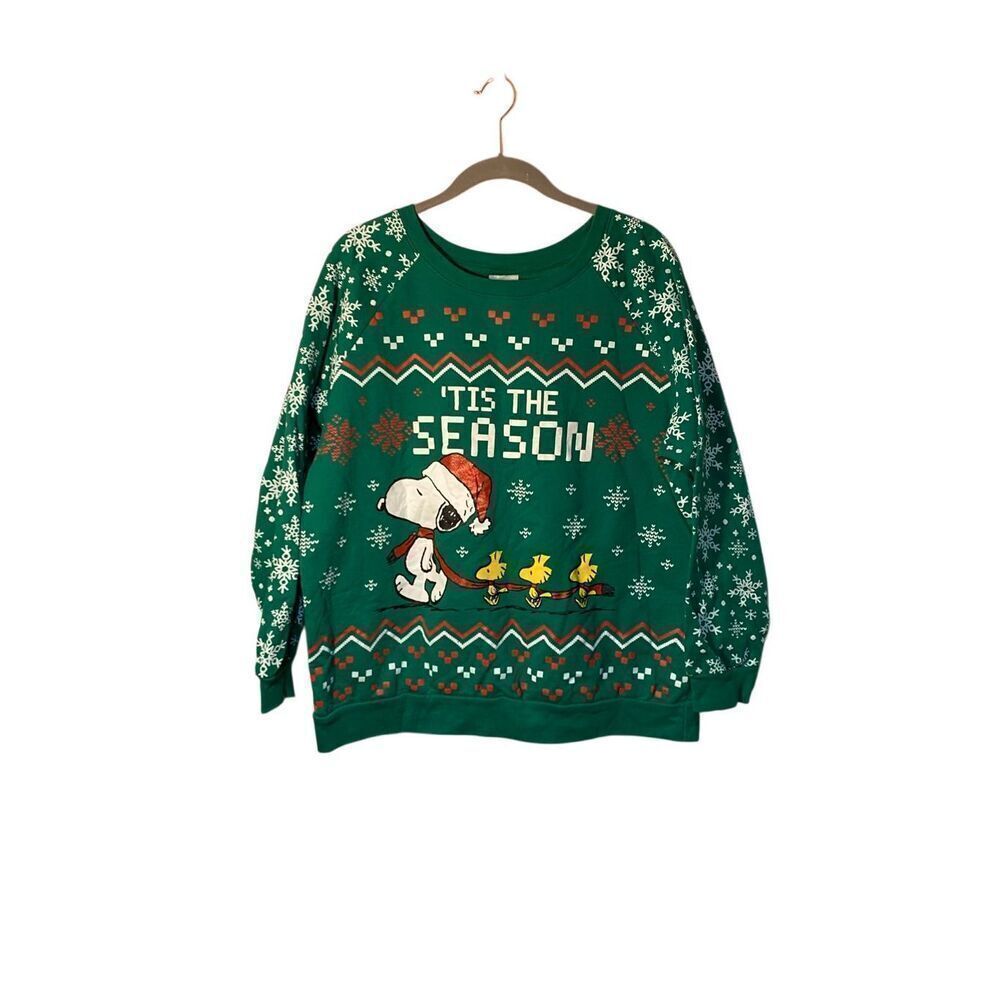 Peanuts women’s Christmas train test, the season, long sleeve sweatshirt, size X
